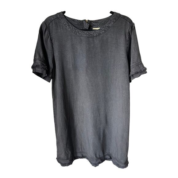 Gap 1969 Lyocell Ruffle-Sleeve Tunic Dress in Washed Black Size M Edgy Utility - Picture 1 of 6